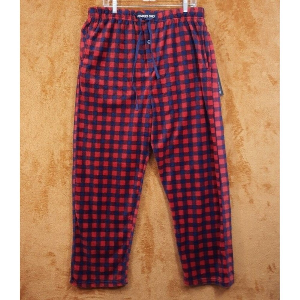 MEMBERS ONLY Pajama Pants Mens XL Red Blue Buffalo Check Fleece Cozy PJs